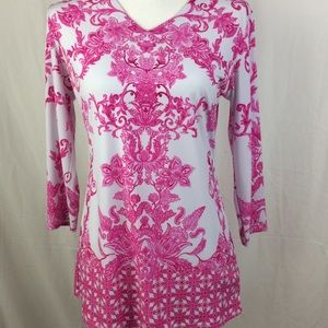 Pink & white floral design summer top